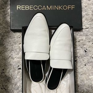 Barely worn Rebecca Minkoff Mika Mules. Size 9. Optic white tumbled leather.